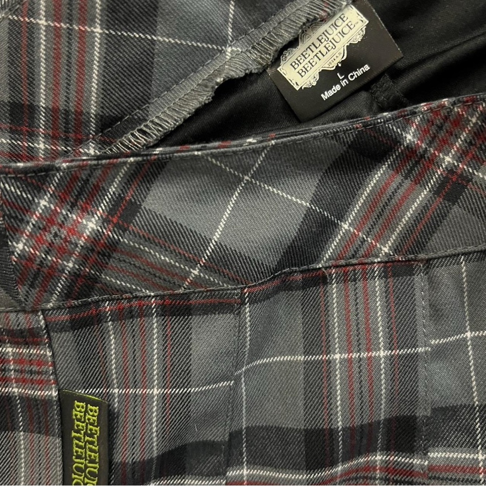 Beetlejuice Licensed Plaid Pleated Mini Skirt NWT‎ Gothic Y2K Large - Picture 3 of 7